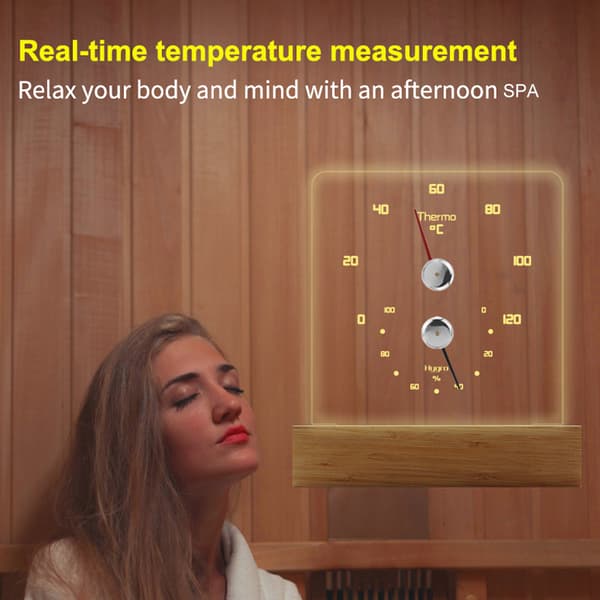 INF Sauna termometer hygrometer med RGB lys 0