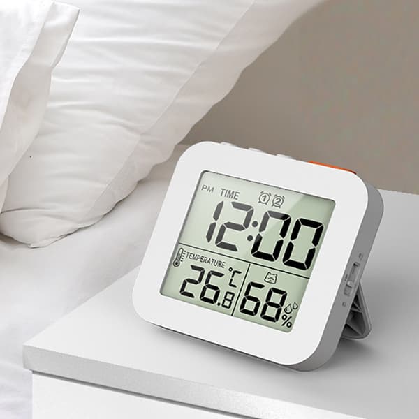 INF LCD digital vekkerklokke med temperatur- og fuktighetsmonitor 0