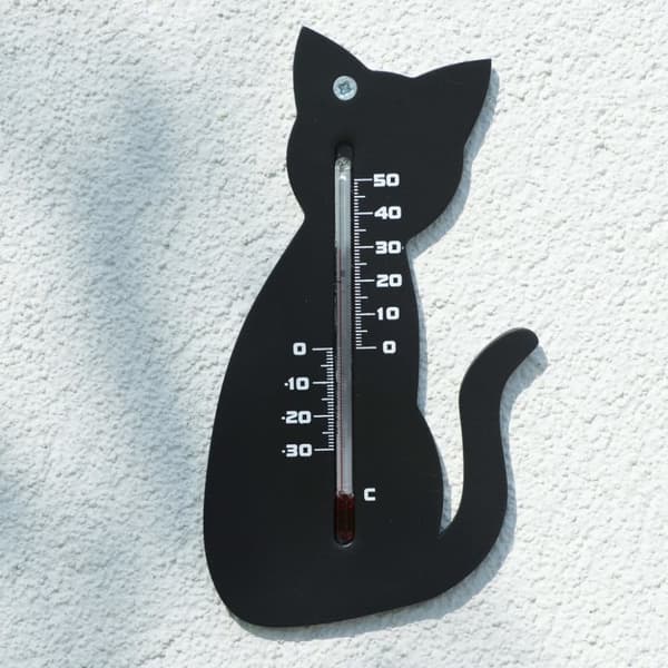 Nature Väggtermometer utomhusbruk katt svart
