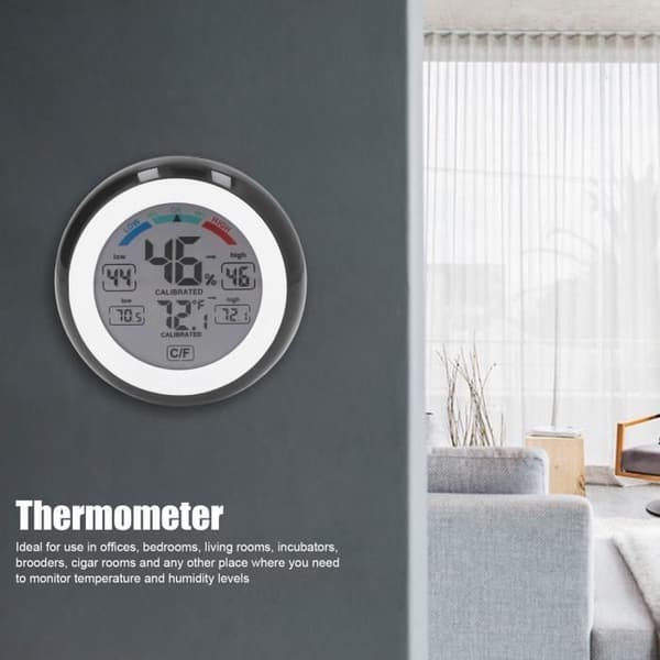 OMABETA Outdoor Indoor Hygrometer Termometer - 24h Recording - ABS - 85mm - Pekskärm - Trädgård