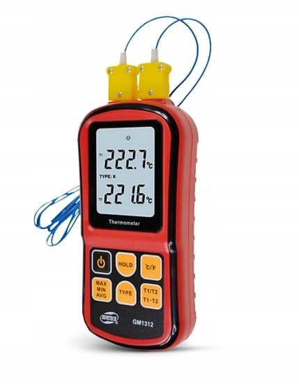 DIGITALT TERMOMETER 2x K-TYPE TERMOPÅR -50 til 1372