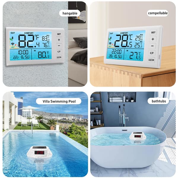 INF Trådløst pooltermometer med LED-display, TS-PL01