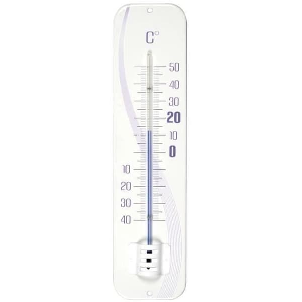Metalltermometer dekorerad L: 28.5cm - vit