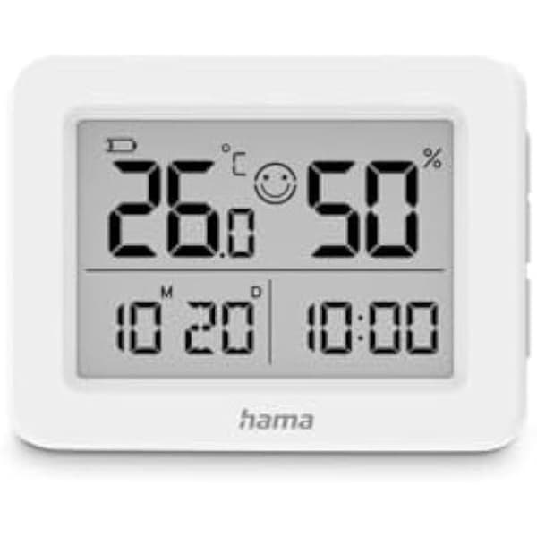 Termometer och hygrometer - HAMA - Leucade - Digital visning - Temperatur och fuktighet - Inbyggd klocka