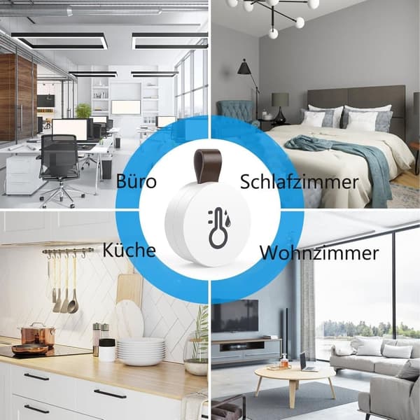 Bluetooth-lämpömittari ja kosteusmittari tiedontallennustoiminnolla, 1/2/3 kpl, 38x16 mm