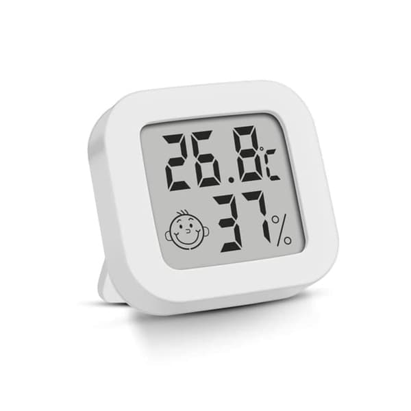 Multifunktionell mini digital smiley-termometer och hygrometer, elektronisk hushållstermometer med LCD-skärm