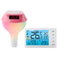 Miniatyrbild 1 av 2: Solenergidriven flytande pooltermometer, RGB ambientljus, hållbar vattentät design,rosa digital display