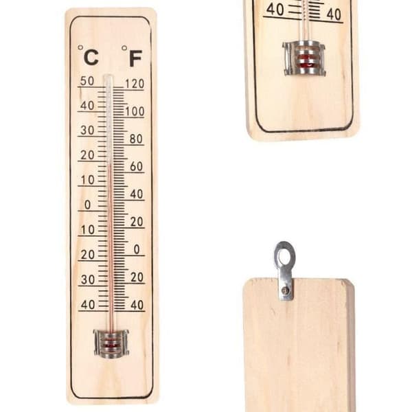 Väggtermometer - Ej specificerad - Förpackning om 5 - Hållbart trä - Temperaturspann -40°C till 50°C - Mått 21,5 cm x 4,8 cm