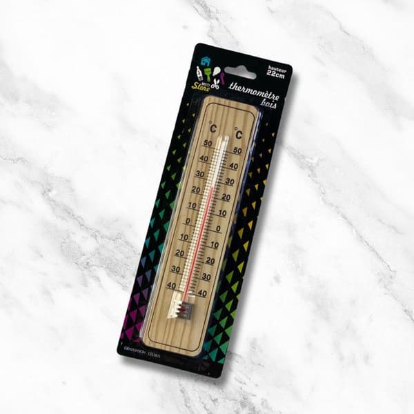 Väggtermometer i trä för inomhus och utomhus från -40°C till +50°C - 22 cm