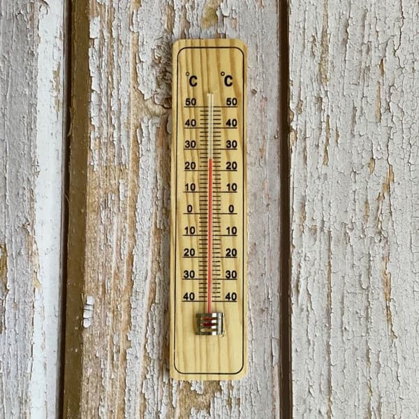 Väggtermometer i trä för inomhus och utomhus från -40°C till +50°C - 22 cm