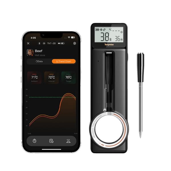 Bluetooth 5.4 Kötttermometer, Ultratunn 5 mm Probe, Snabb Svarstid,TNT-2B