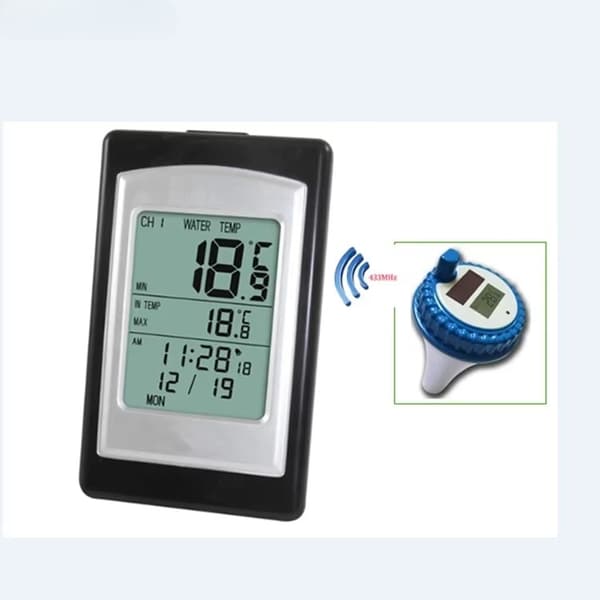 Solartemperaturmåler til pool, Vandtæt design, Trådløs betjening, Digital LCD-skærm