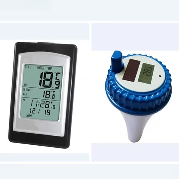 Solartemperaturmåler til pool, Vandtæt design, Trådløs betjening, Digital LCD-skærm