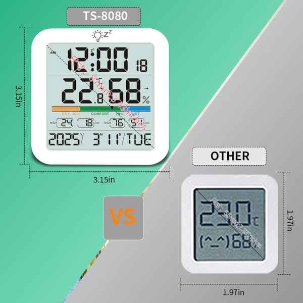 INF Stor LCD Digital Termometer Fuktighetsmätare Klocka