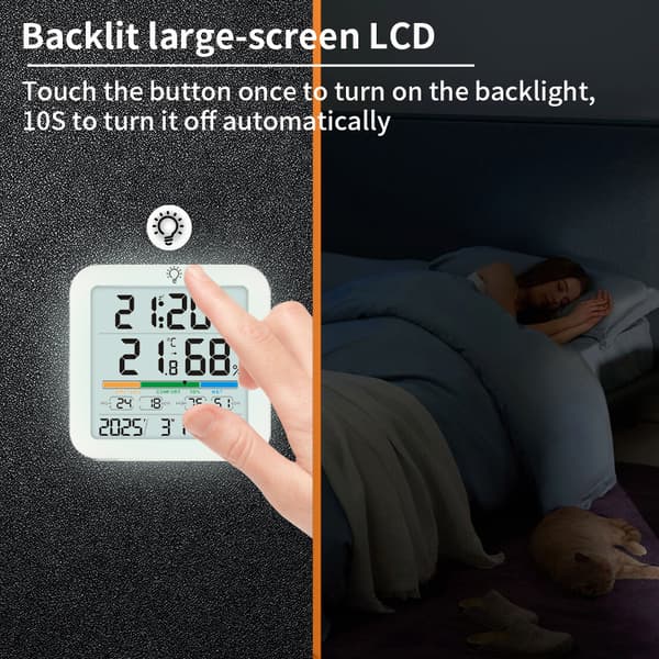 INF Stor LCD Digital Termometer Fuktighetsmätare Klocka