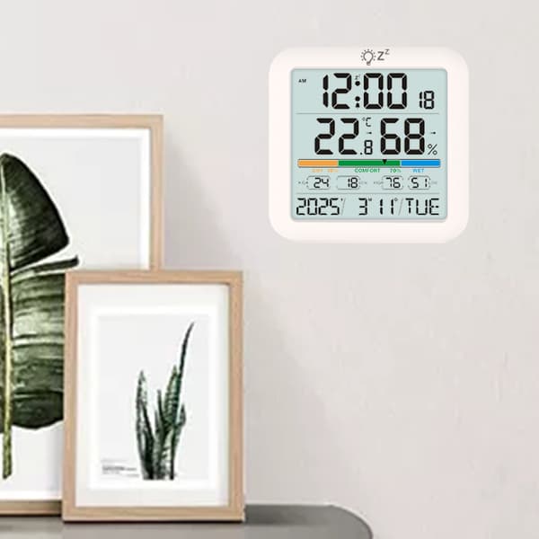 INF Stor LCD Digital Termometer Fuktighetsmätare Klocka