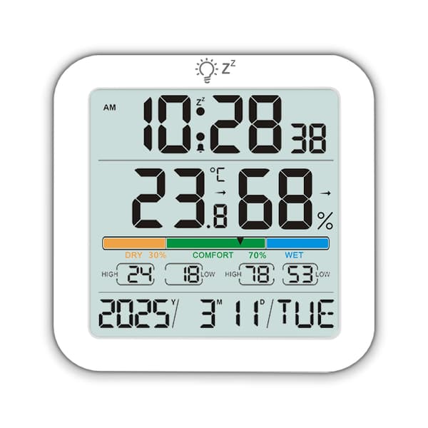 INF Stor LCD Digital Termometer Fuktighetsmätare Klocka