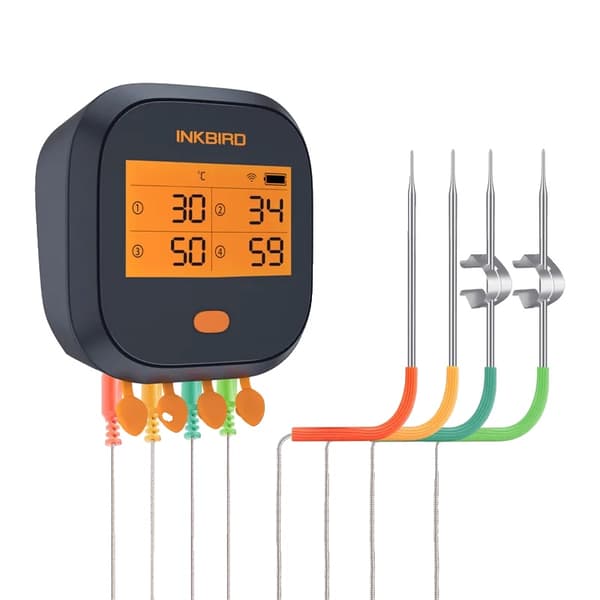 Wi-Fi Kött Digital Termometer, 4 Prober, Uppladdningsbart Batteri,IBBQ-4T