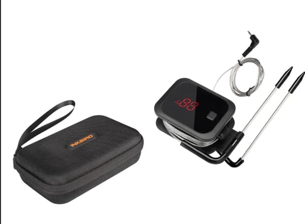 Bluetooth Langaton BBQ-thermometri, kaksi anturia, LED-näyttö, älypuhelinsovelluksen yhteensopivuus,2X A Case
