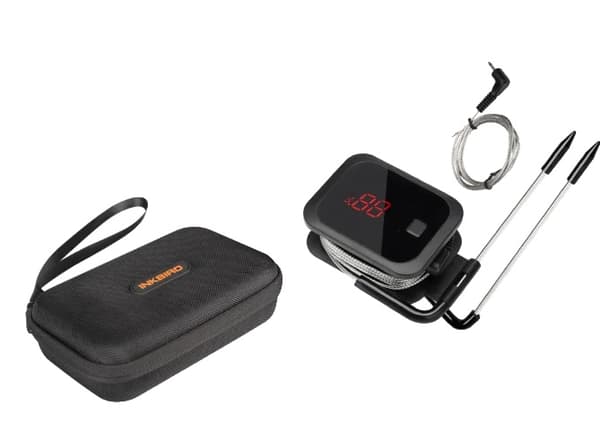 Bluetooth Langaton BBQ-thermometri, kaksi anturia, LED-näyttö, älypuhelinsovelluksen yhteensopivuus,2X A Case