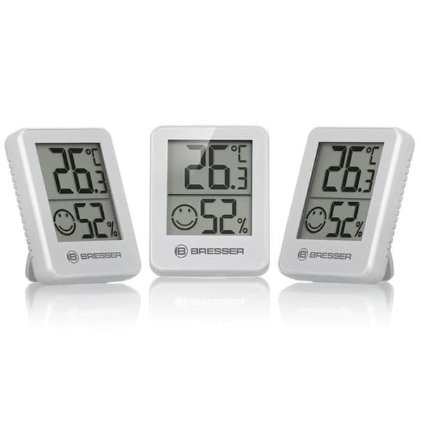 Temeo Hygro BRESSER termometer - Temperatur- och fuktighetsindikator - Vit - Set med 3 enheter