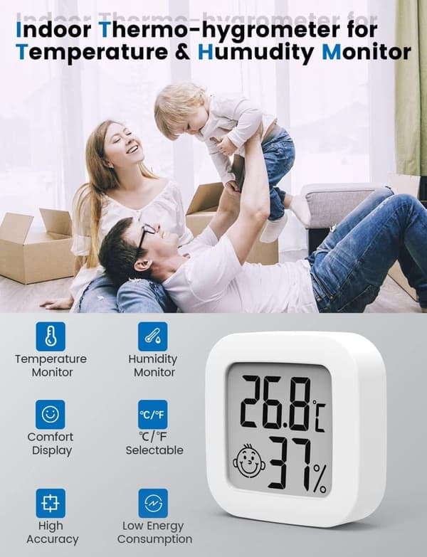 Lollanda Mini Smile Hygrometer & Termometer - Måler luftfugtighed og temperatur