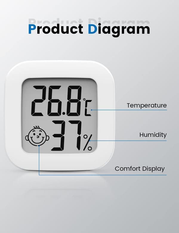 Lollanda Mini Smile Hygrometer & Termometer - Måler luftfugtighed og temperatur