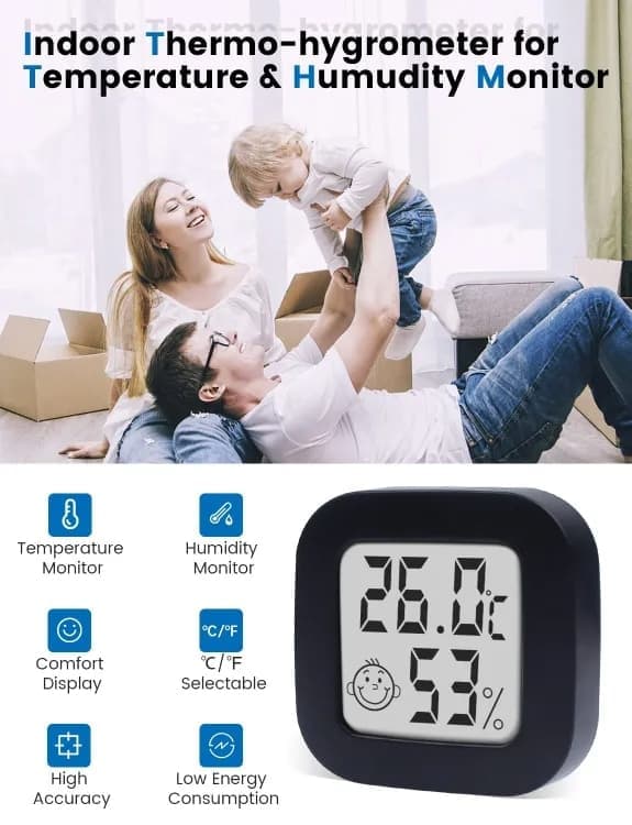 Lollanda Mini Smile Hygrometer & Termometer - Måler luftfugtighed og temperatur