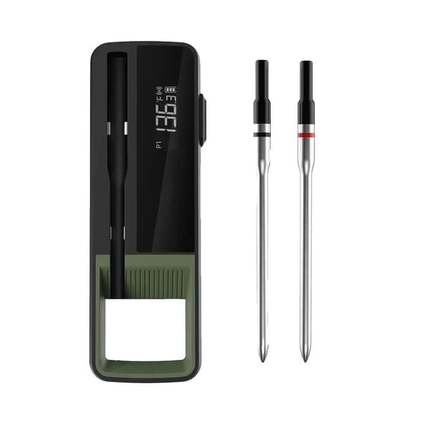Trådlös Kötttermometer, Dubbel Temperatursensorer, Vattentålig Design, Smart Enhet,2 Prober