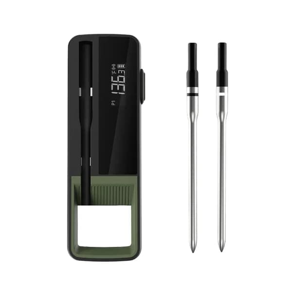 Trådlös Kötttermometer, Dubbel Temperatursensorer, IP65 Vattentålig, Magnetisk Laddningsdocka,Foto Färg 2 Prober