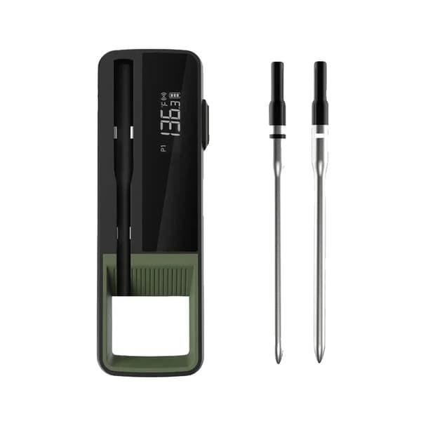 Trådlös Kötttermometer, Dubbel Temperatursensorer, IP65 Vattentålig, Magnetisk Laddningsdocka,Foto Färg 2 Prober