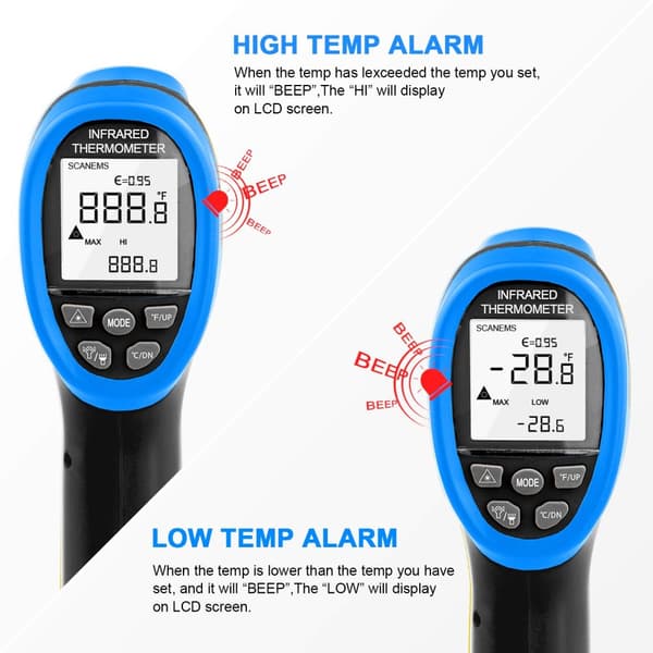 Digital Infrarød Termometer, Høj Præcision, Bred Temperaturinterval