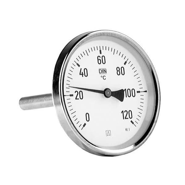 Bimetalltermometer BiTh 80, fi 80 mm, 0-120°C, hylsa L 63 mm, 1/2 tums axel, klass 2.0