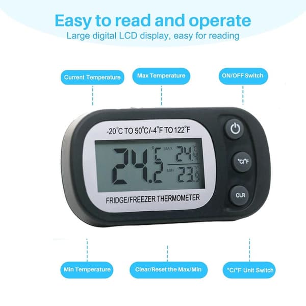 OBOSOE Digital Køleskab Termometer/Termometer til Køleskab & Fryser