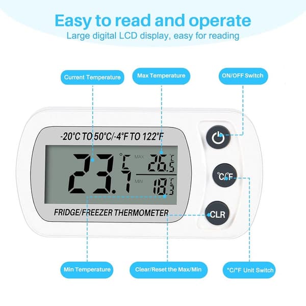 OBOSOE Digital Køleskab Termometer/Termometer til Køleskab & Fryser