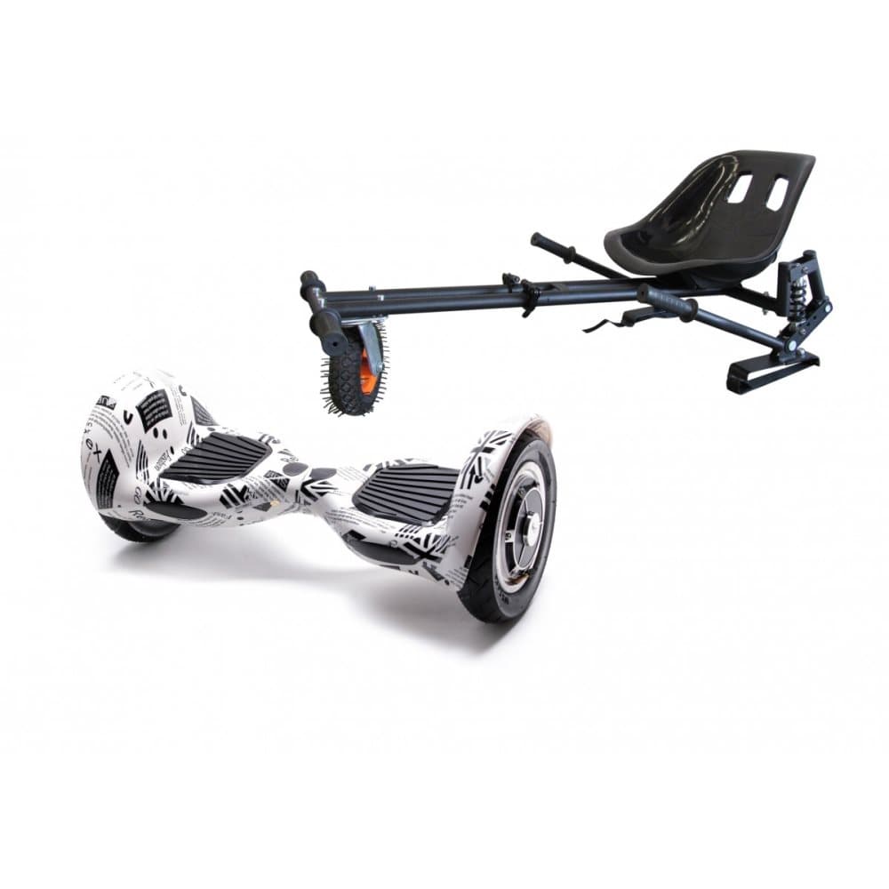 Paket Hoverboard OffRoad Newspaper 10 tums+HoverKart suspension, Smart Balance™ Premium Brand, Bluetooth, Samsung-batteri, 700W ström, lysdioder
