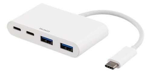 USB 3.1 Gen 1-hubb, USB-C ha till 2xUSB-C ho och 2xUSB-A ho, 5Gb/s, vit