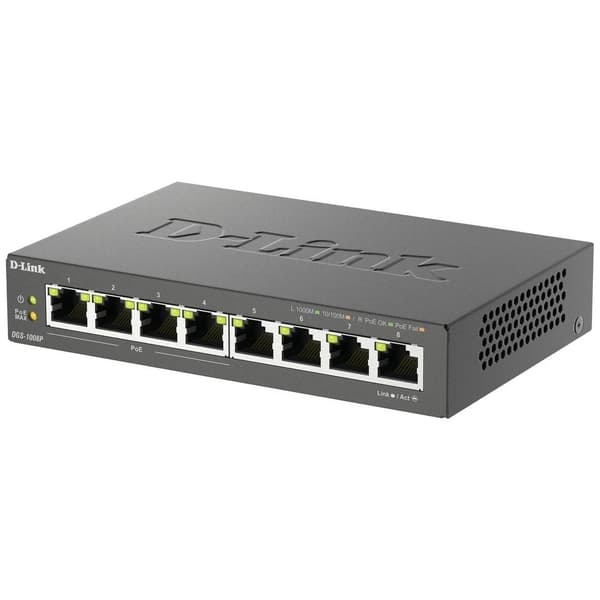 D-Link DGS-1008P Nätverks-switch 8 Port 1 GBit/s PoE-funktion