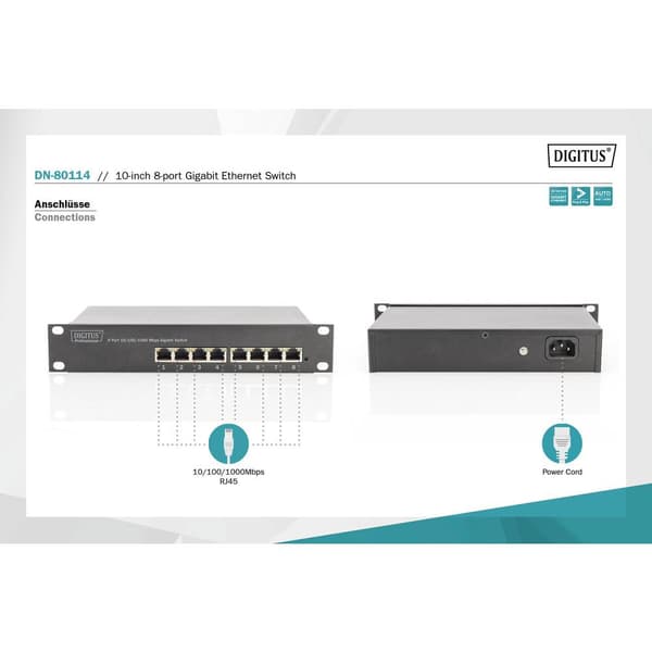 Digitus DN-80114 Nätverks-switch 8 Port 10 / 100 / 1000 MBit/s