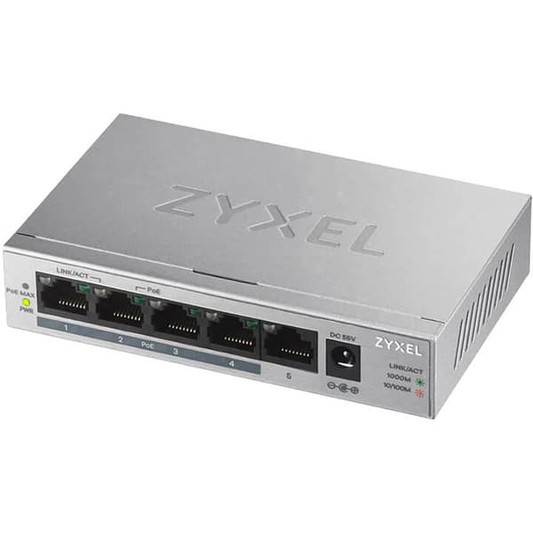 ZyXEL GS1005HP-EU0101F Nätverks-switch 5 Port 2000 MBit/s PoE-funktion Silver