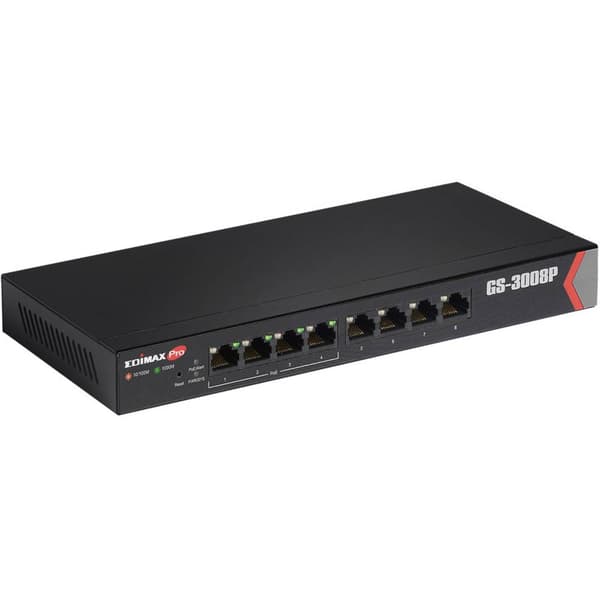 EDIMAX GS-3008P Nätverks-switch 8 Port PoE-funktion Svart