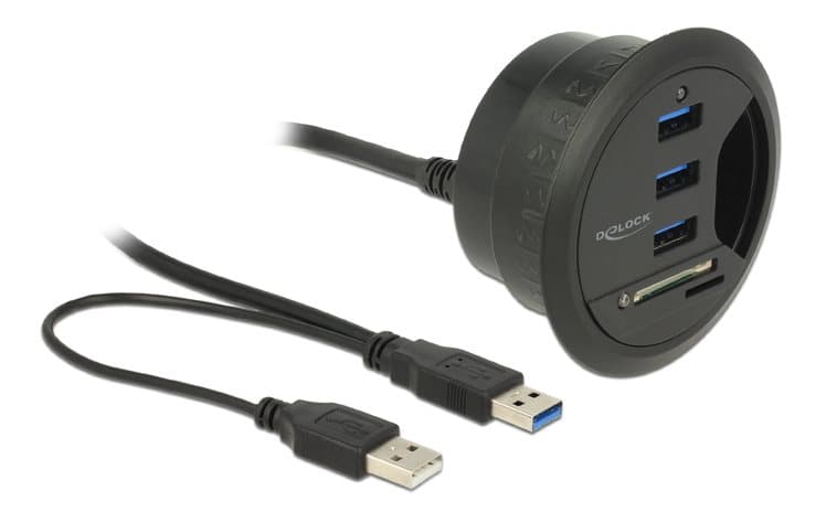 Delock In-Desk Hub 3 Port USB 3.0 + 2 Slot SD Card Reader
