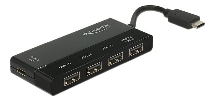 Delock Externer USB 3.1 Gen 1 Hub USB Type-CT > 4 x USB Typ-A + 1 x US