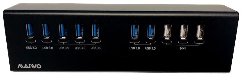 External USB 3.0 Hub, 10x USB-A, 7x USB 3.0, 3x USB 5V/2,1A, black