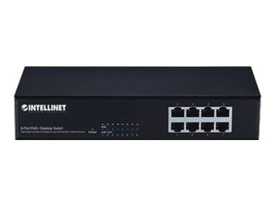 Intellinet 8-Port Fast Ethernet PoE+ Switch, 8 x PoE ports, IEEE 802.3at/af Power-over-Ethernet (PoE+/PoE), Endspan, Desktop, Box - Switch + 8 x 10/1