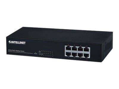 Intellinet 8-Port Fast Ethernet PoE+ Switch, 8 x PoE ports, IEEE 802.3at/af Power-over-Ethernet (PoE+/PoE), Endspan, Desktop, Box - Switch + 8 x 10/1 Sort