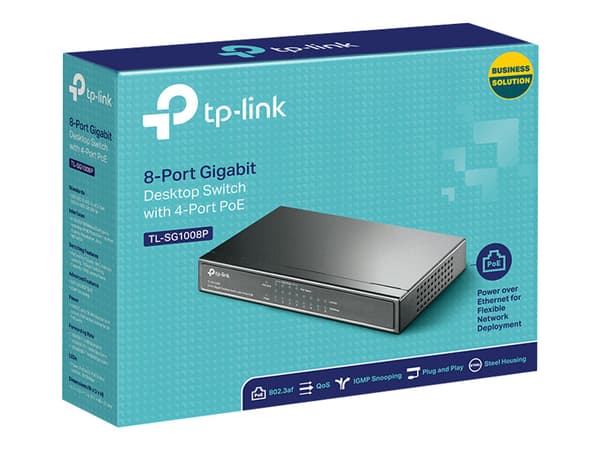 TP-Link TL-SG1008P - Kytkin - valvomaton - 4 x 10/100/1000 (PoE) + 4 x 10/100/1000 - pöytätietokone - PoE