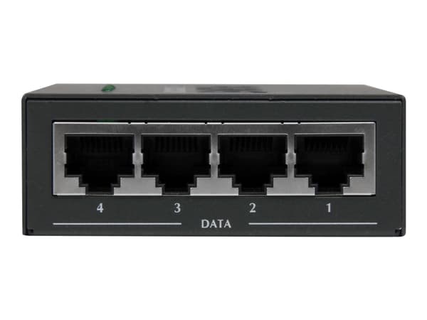 StarTech.com Gigabit-midspan med 4 portar - PoE+-injektor - 802.3at/af - Strömtillförsel - AC 100-240 V - 120 Watt - utgångskontakter: 4 - svart - fö