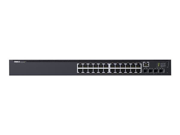 Dell Networking N1524P - Kytkin - L2+ - Hallittu - 24 x 10/100/1000 + 4 x 10 Gigabit SFP+ - ilmavirta edestä taaksepäin - telineasennettava - PoE+ (3