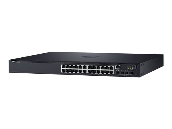 Dell Networking N1524P - Kytkin - L2+ - Hallittu - 24 x 10/100/1000 + 4 x 10 Gigabit SFP+ - ilmavirta edestä taaksepäin - telineasennettava - PoE+ (3